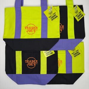 SET OF 4 — Trader Joe’s 2026 MINI HALLOWEEN Tote Bags — MULICOLOR Trick or Treat